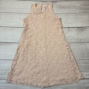 Calvin Klein Women's Sleeveless Blush Pink Lace Overlay Keyhole Back Dress Sz 6